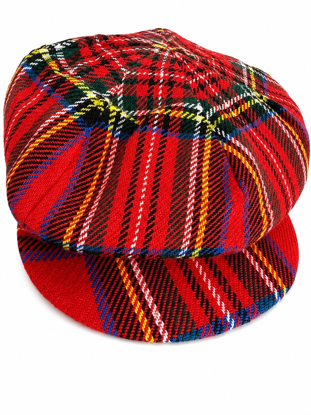 Vintage Red Tartan Plaid Newsboy Cap Size 6 7/8 - Picture 4 of 7